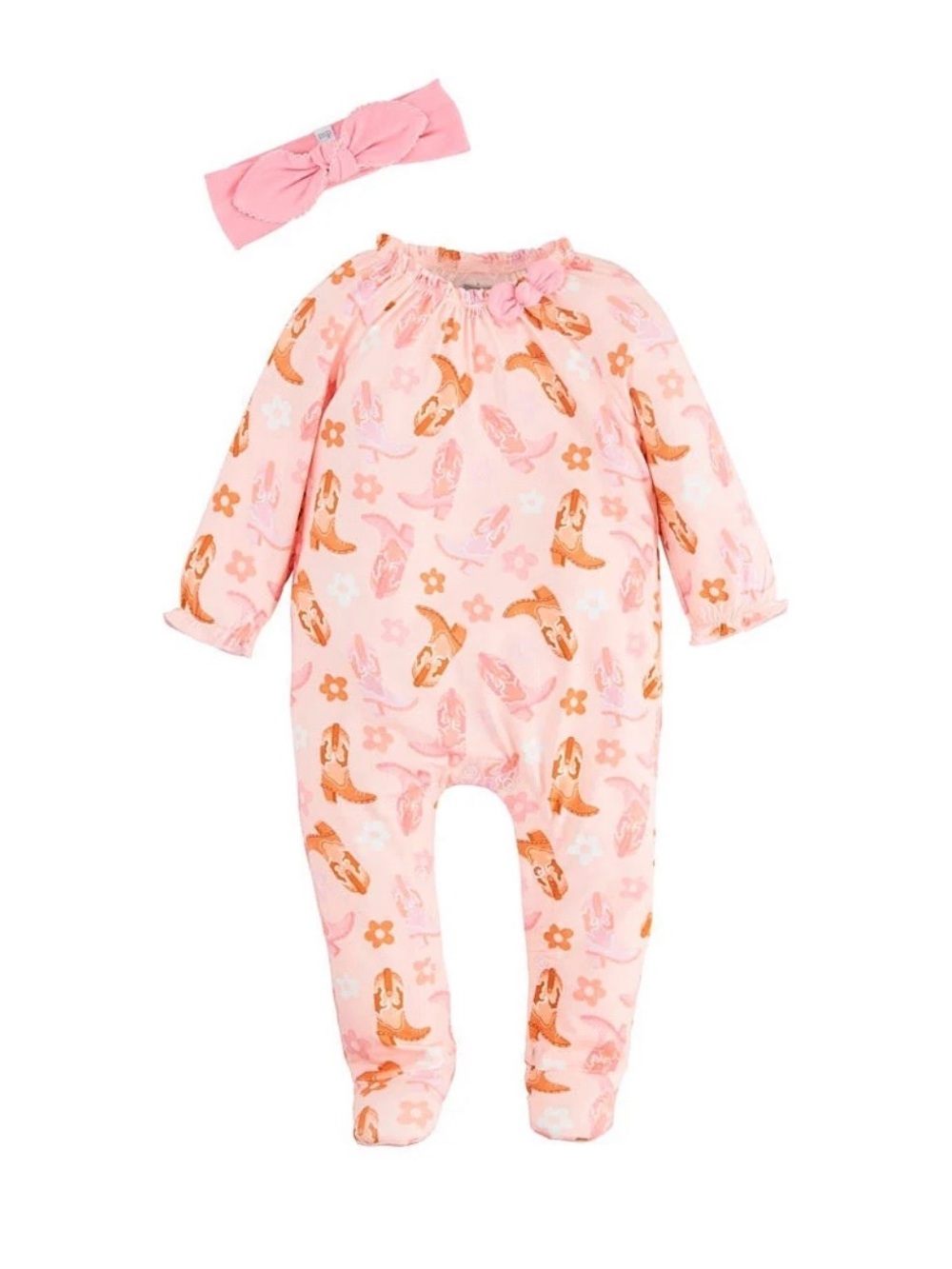 Mud Pie Pink Western Floral Footie